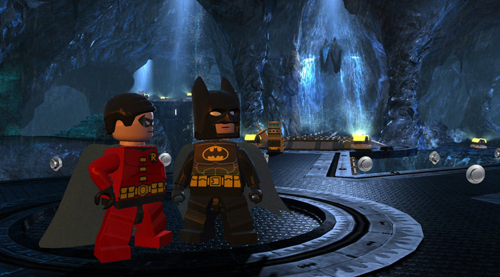 Lego Batman and Lego Robin in the Batcave